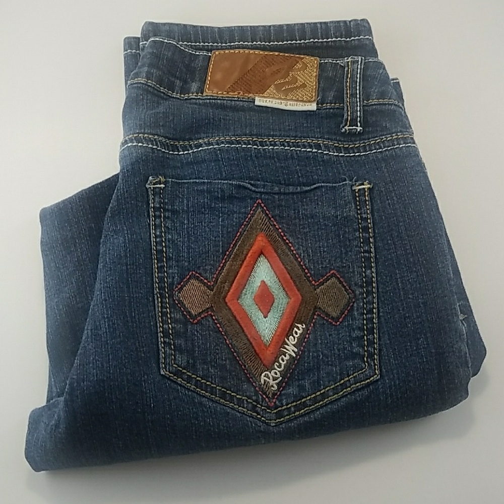 Rocawear Juniors Embroidered Blue Capris